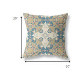 18" Brown Blue Star Indoor Outdoor Zip Throw Pillow