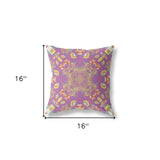 16” Purple Yellow Wreath Indoor Outdoor Zippered Throw Pillow
