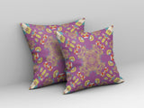 18” Purple Yellow Wreath Indoor Outdoor Zippered Throw Pillow