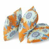 18" Orange Blue Sunflower Indoor Outdoor Zippered Throw Pillow