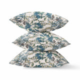 18” Blue White Florals Indoor Outdoor Zippered Throw Pillow