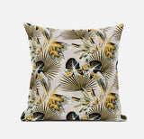 18” Yellow Black Tropical Suede Throw Pillow