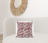 18" Red White Roses Suede Throw Pillow