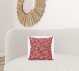 16" Salmon Red Roses Suede Throw Pillow