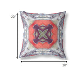 18” Gray Peach Geo Tribal Indoor Outdoor Throw Pillow