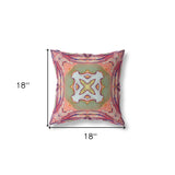 18” Magenta Green Geo Tribal Indoor Outdoor Throw Pillow