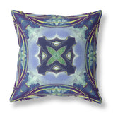 16” Blue Green Geo Tribal Indoor Outdoor Throw Pillow