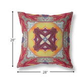 18” Red Yellow Geo Tribal Indoor Outdoor Throw Pillow