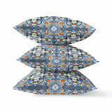 16" Blue Orange Cloverleaf Indoor Outdoor Throw Pillow