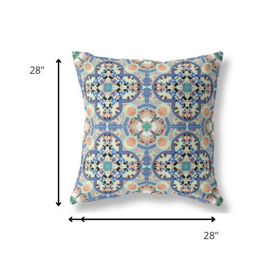 18" Blue Peach Cloverleaf Indoor Outdoor Throw Pillow