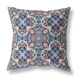 16" Gray Blue Cloverleaf Indoor Outdoor Throw Pillow