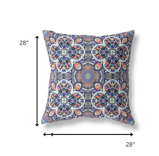 18" Gray Blue Cloverleaf Indoor Outdoor Throw Pillow