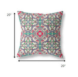 18" Gray Pink Cloverleaf Indoor Outdoor Throw Pillow