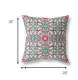 18" Gray Pink Cloverleaf Indoor Outdoor Throw Pillow