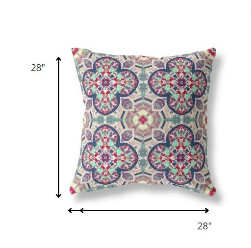 18" Mauve Blue Cloverleaf Indoor Outdoor Throw Pillow