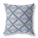 18" X 18" Gray And Pink Blown Seam Geometric Indoor Outdoor Throw Pillow