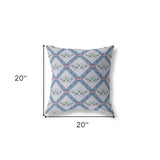 18" X 18" Gray And Pink Blown Seam Geometric Indoor Outdoor Throw Pillow