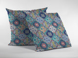 18” Blue Peach Trellis Indoor Outdoor Throw Pillow