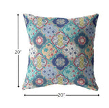 18” Blue Peach Trellis Indoor Outdoor Throw Pillow