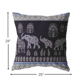 18” Purple Ornate Elephant Indoor Outdoor Throw Pillow