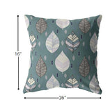 16” Pine Green Leaves Indoor Outdoor Throw Pillow