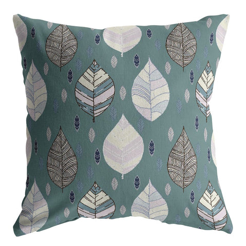 18” Pine Green Leaves Indoor Outdoor Throw Pillow