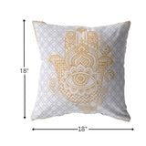 18” Gold Gray Hamsa Indoor Outdoor Throw Pillow