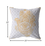 18” Gold Gray Hamsa Indoor Outdoor Throw Pillow