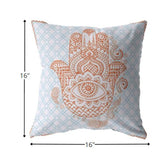 16” Blue Orange Hamsa Indoor Outdoor Throw Pillow