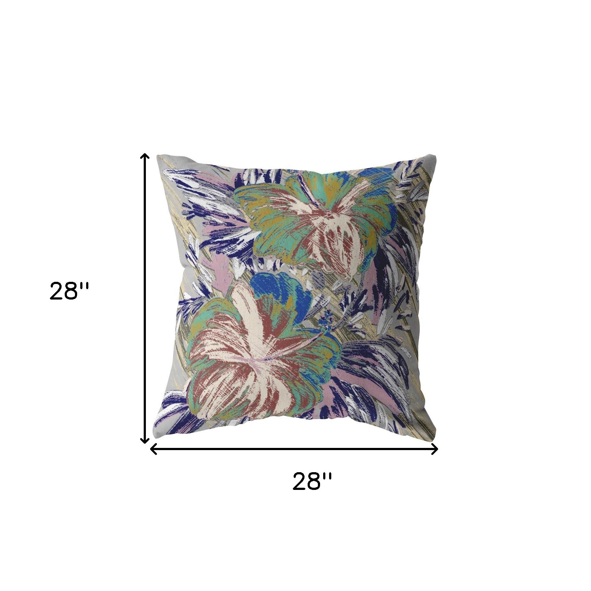 18” Lilac Green Hibiscus Indoor Outdoor Throw Pillow