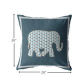 18” Spruce Blue Elephant Indoor Outdoor Throw Pillow