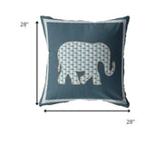 18” Spruce Blue Elephant Indoor Outdoor Throw Pillow