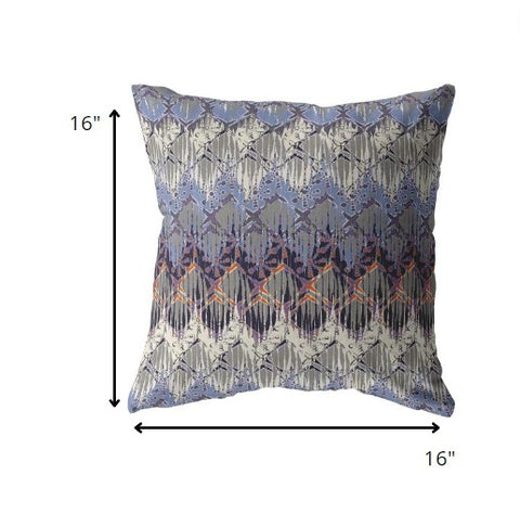 16” Blue Gray Hatch Indoor Outdoor Throw Pillow