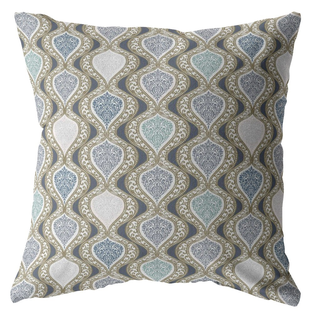 18” Gray Ogee Indoor Outdoor Throw Pillow