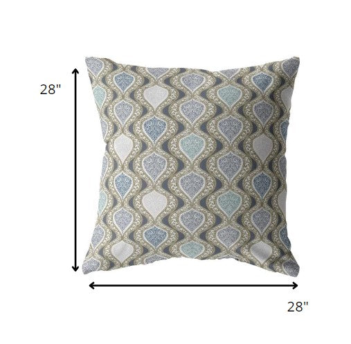 18” Gray Ogee Indoor Outdoor Throw Pillow