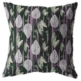 18” Black Purple Fall Leaves Indoor Outdoor Throw Pillow