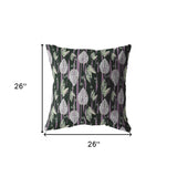 18” Black Purple Fall Leaves Indoor Outdoor Throw Pillow