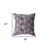 18” Lavender Black Fall Leaves Indoor Outdoor Throw Pillow