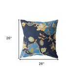 18" Navy Blue Garden Indoor Outdoor Zippered Throw Pillow