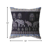 18” Purple Ornate Elephant Indoor Outdoor Zippered Throw Pillow