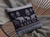 18” Purple Ornate Elephant Indoor Outdoor Zippered Throw Pillow