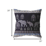 18” Purple Ornate Elephant Indoor Outdoor Zippered Throw Pillow