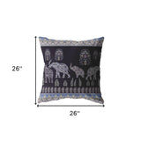 18” Purple Ornate Elephant Indoor Outdoor Zippered Throw Pillow