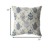 18” Cream Gray Leaves Indoor Outdoor Zippered Throw Pillow