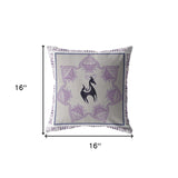 16” Gray Purple Horse Indoor Outdoor Zippered Throw Pillow