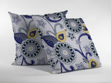 16” Navy White Floral Indoor Outdoor Zippered Throw Pillow