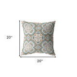 18” Blue Orange Mandala Indoor Outdoor Zippered Throw Pillow