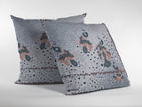 16” Gray Black Boho Bird Indoor Outdoor Zippered Throw Pillow