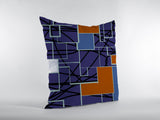 16" Navy Puzzle Piece Indoor Outdoor Zippered Throw Pillow