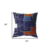 16" Navy Puzzle Piece Indoor Outdoor Zippered Throw Pillow